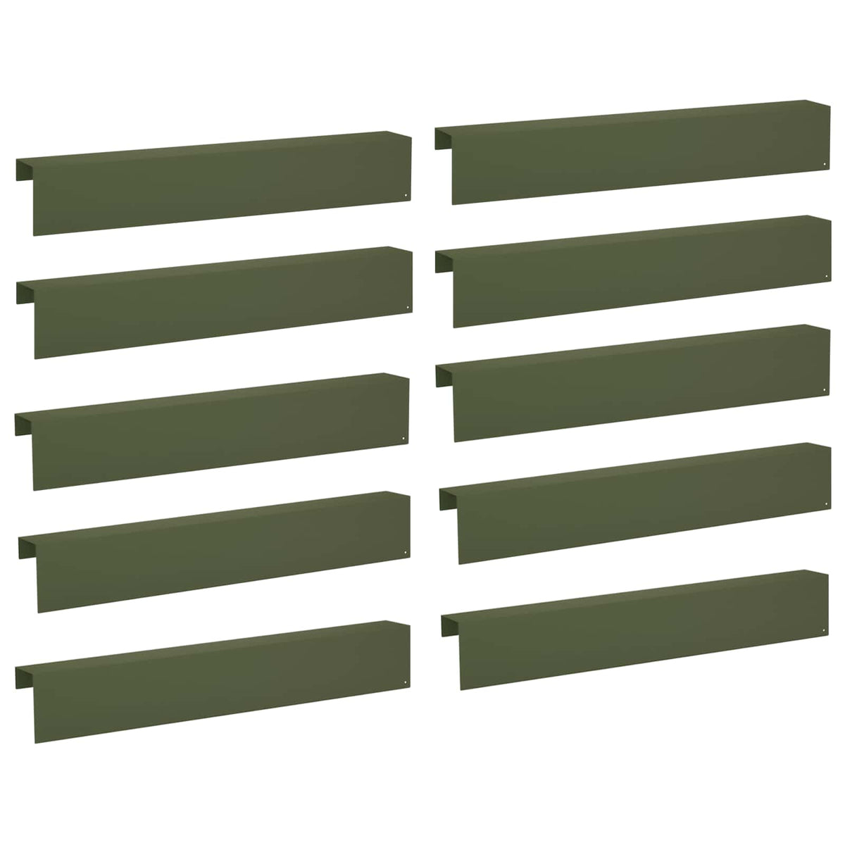 Garden Cover Profile 10 pcs 100 x 10 x 15 cm Steel Olive Green