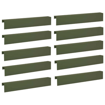 Garden Cover Profile 10 pcs 100 x 10 x 15 cm Steel Olive Green