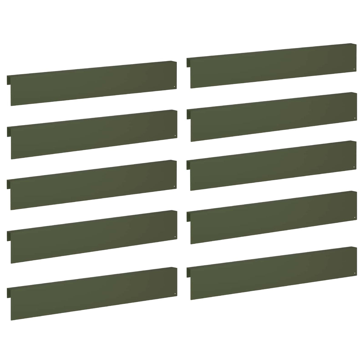 Garden Cover Profile 10 pcs 100 x 5 x 15 cm Steel Olive Green