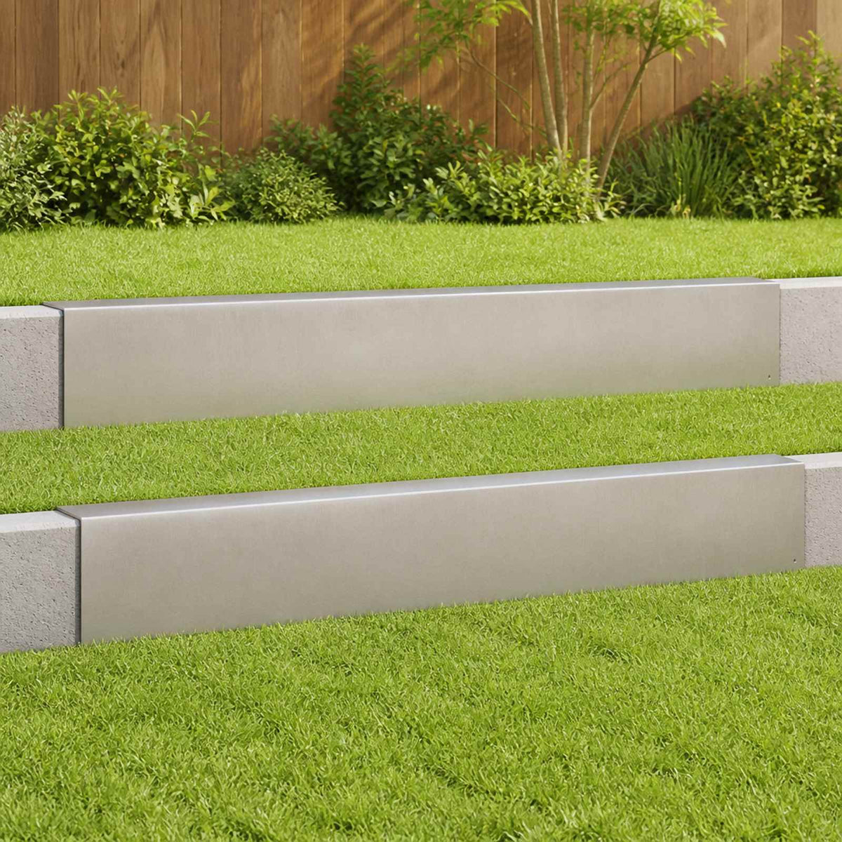 Garden Cover Profile 2 pcs 100 x 5 x 15 cm Stainless Steel