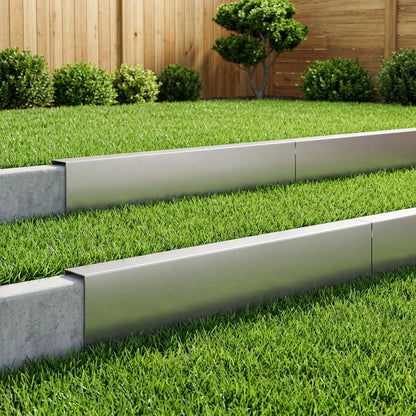 Garden Cover Profile 10 pcs 100 x 5 x 15 cm Stainless Steel