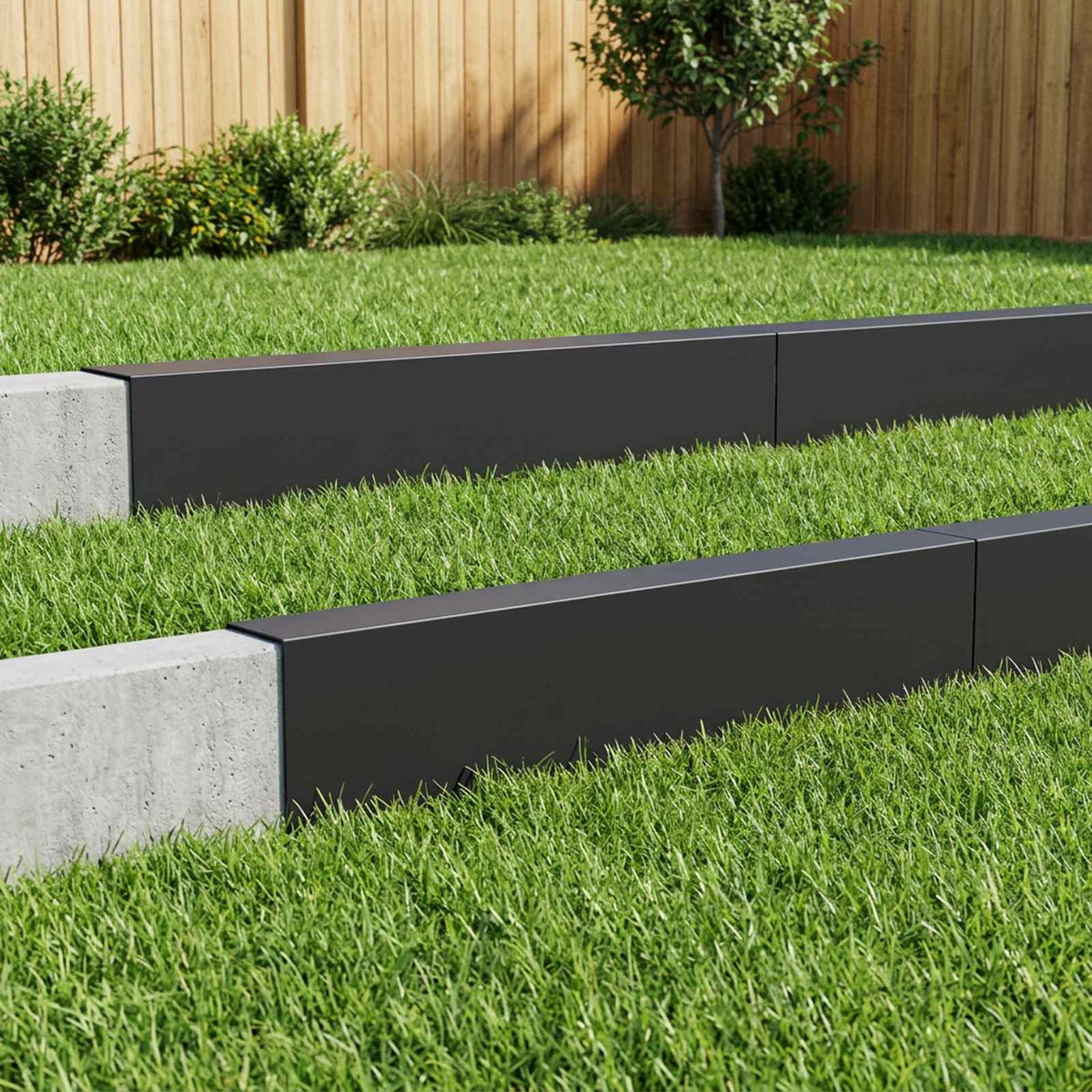 Garden Cover Profile 10 pcs 100 x 6 x 15 cm Steel Black