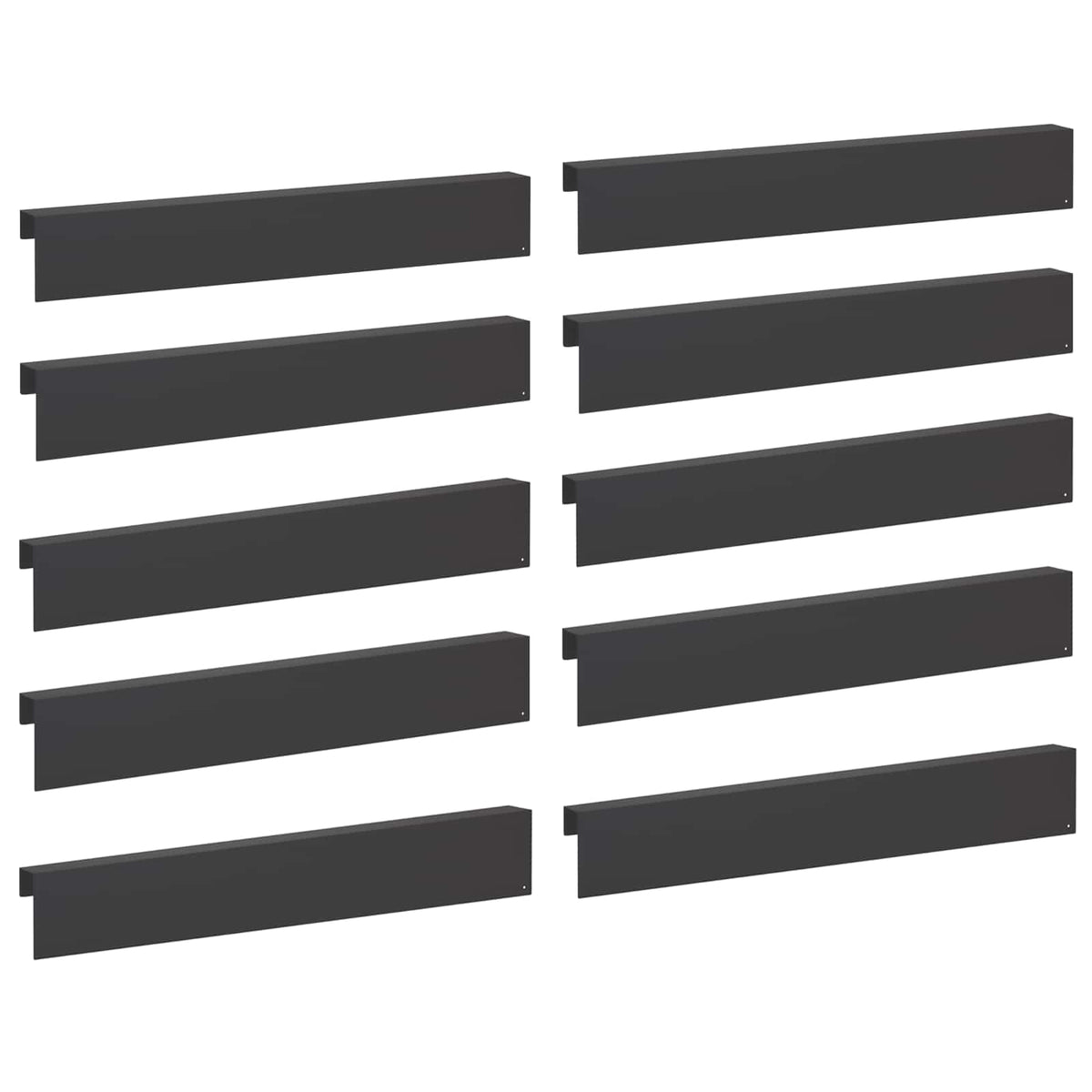 Garden Cover Profile 10 pcs 100 x 6 x 15 cm Steel Black