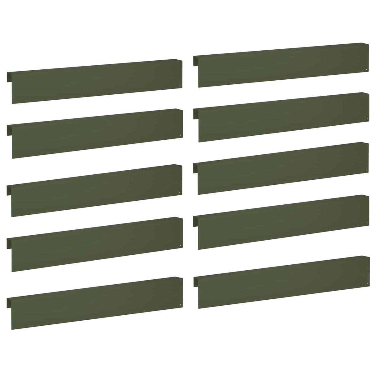 Garden Cover Profile 10 pcs 100 x 6 x 15 cm Steel Olive Green