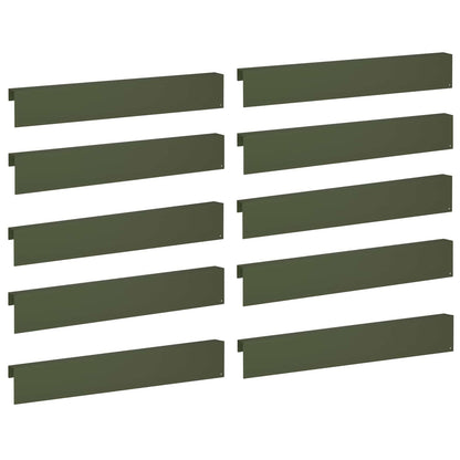 Garden Cover Profile 10 pcs 100 x 6 x 15 cm Steel Olive Green