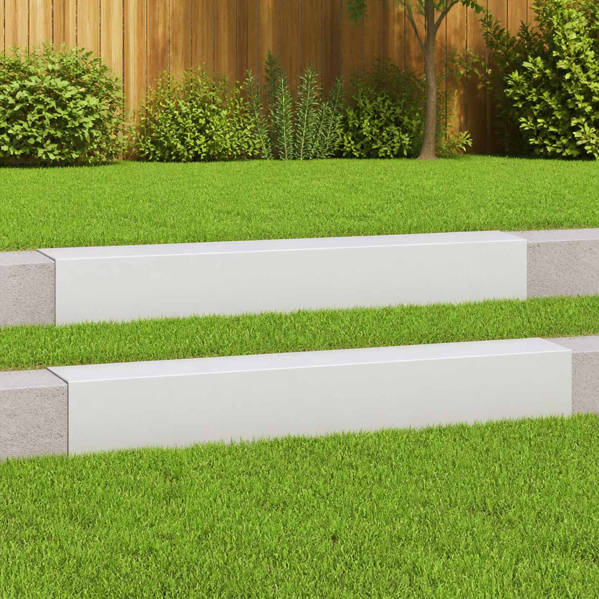 Garden Cover Profile 2 pcs 100 x 15 x 15 cm Steel White