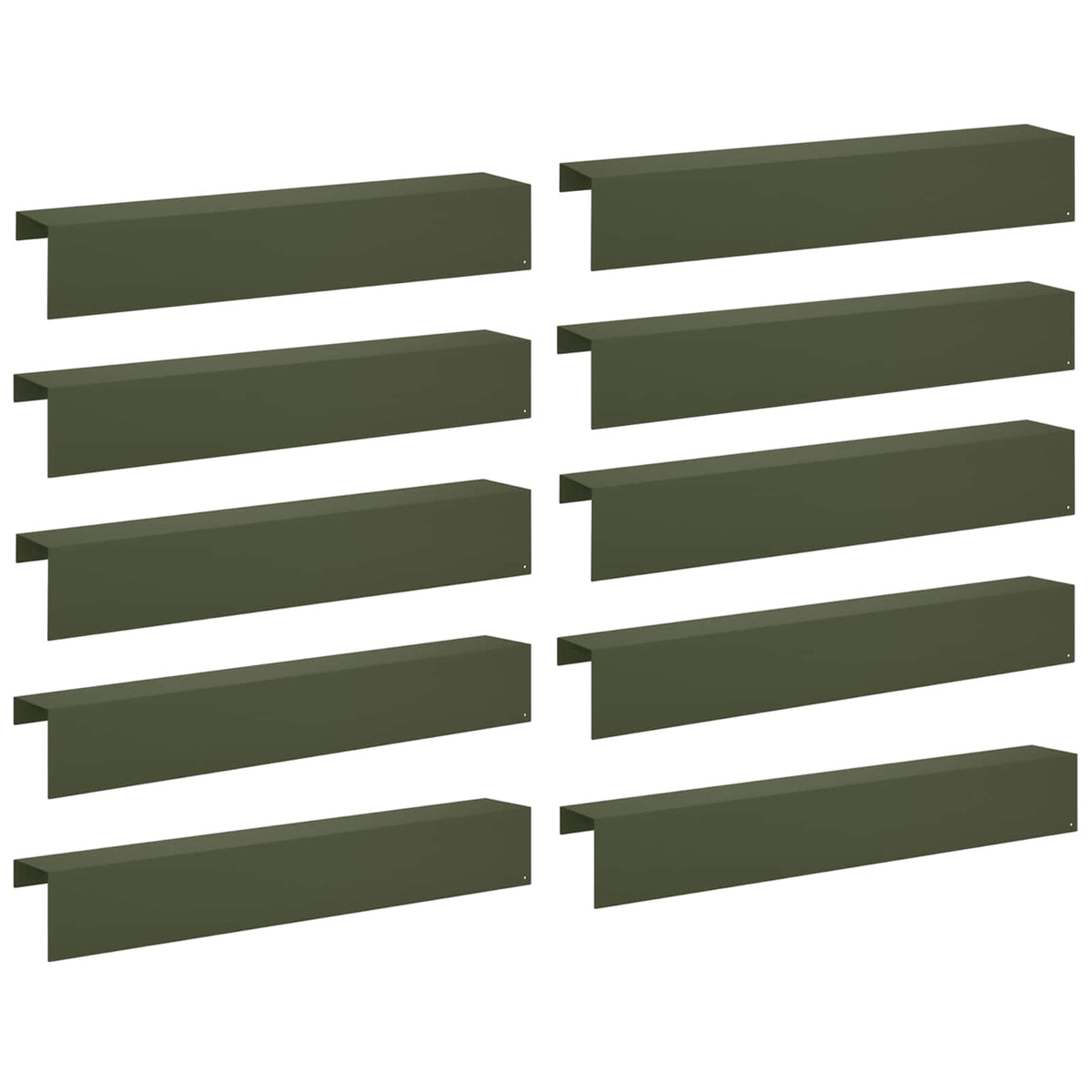Garden Cover Profile 10 pcs 100 x 15 x 15 cm Steel Olive Green