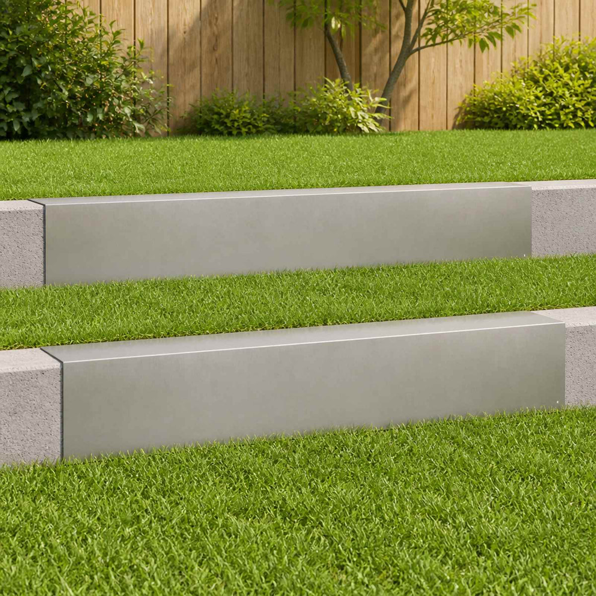 Garden Cover Profile 2 pcs 100 x 15 x 15 cm Stainless Steel