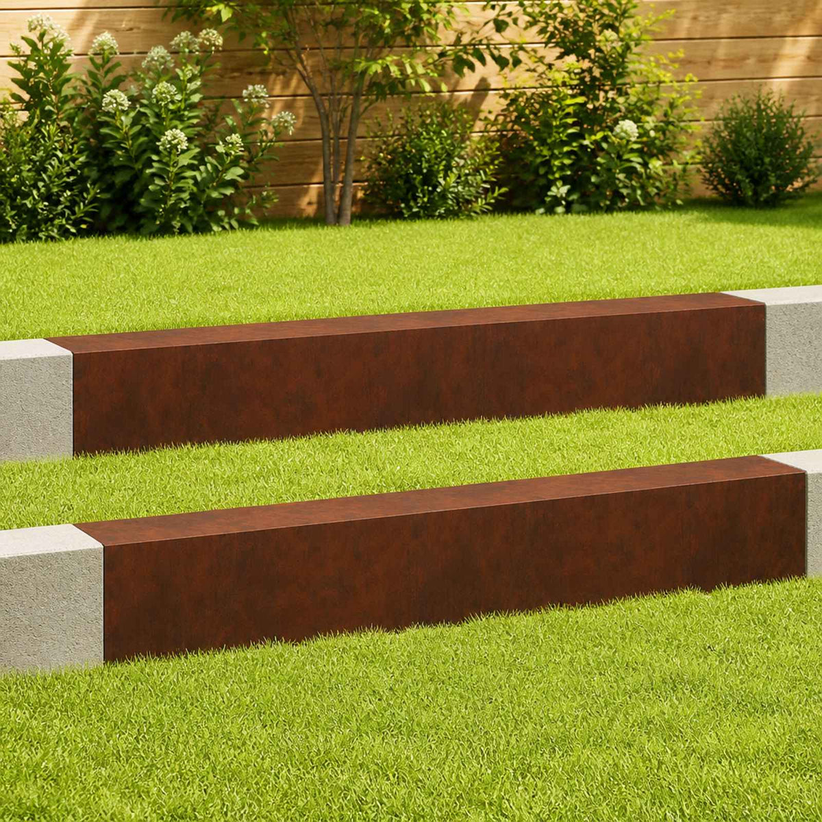 Garden Cover Profile 2 pcs 100 x 20 x 15 cm Weathering Steel