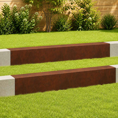 Garden Cover Profile 2 pcs 100 x 20 x 15 cm Weathering Steel