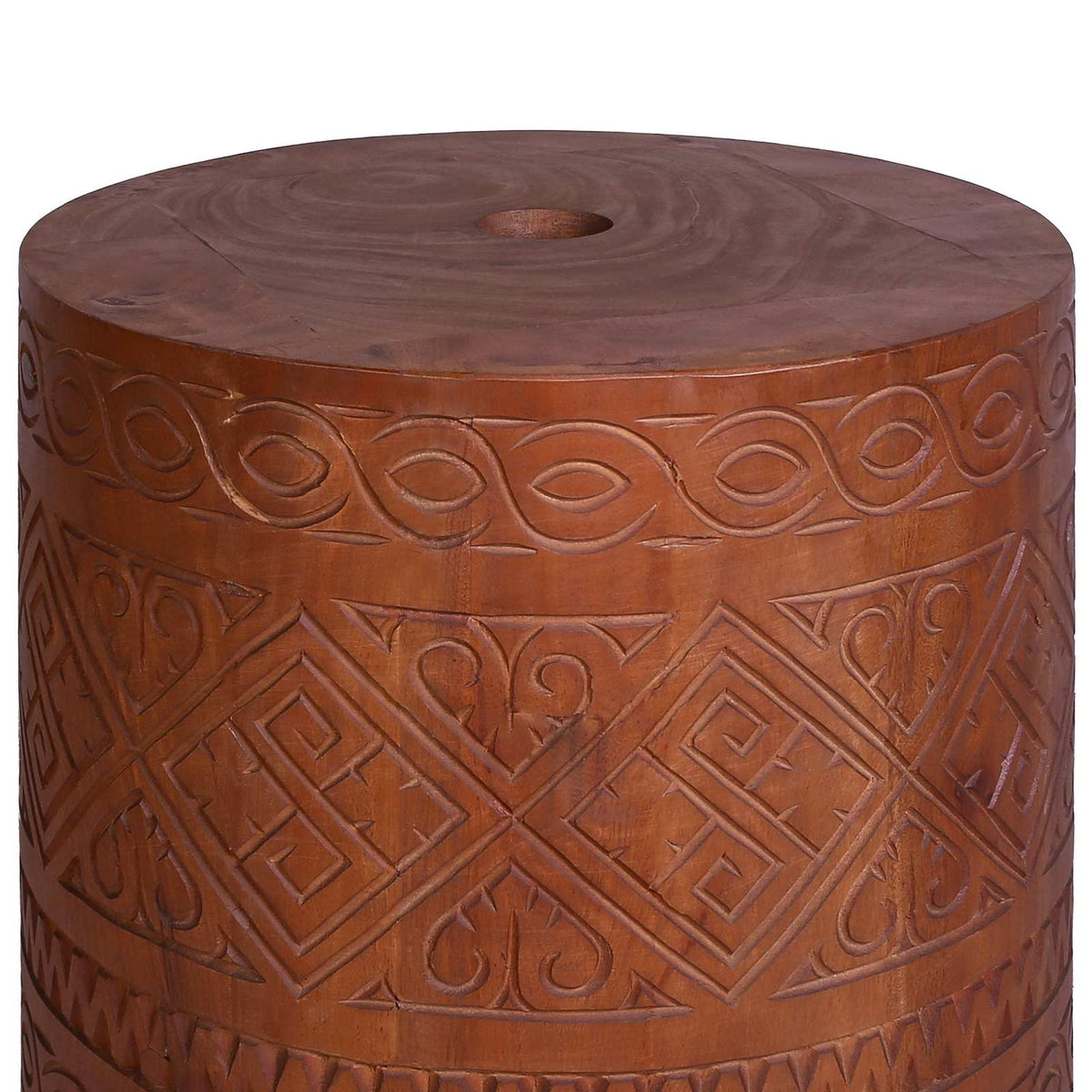 Parasol Base 21 kg Brown Solid Mahogany Wood Hand Carved