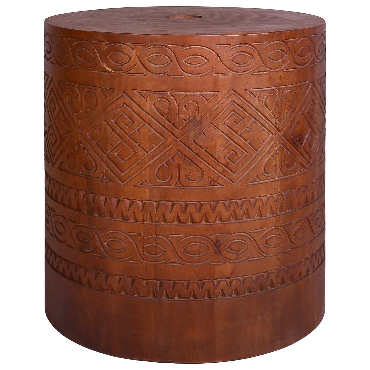 Parasol Base 21 kg Brown Solid Mahogany Wood Hand Carved