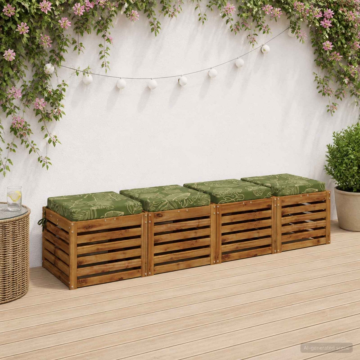 4-Piece Seat Cushions SOEST 4 pcs 100% Polyester Leaf Design