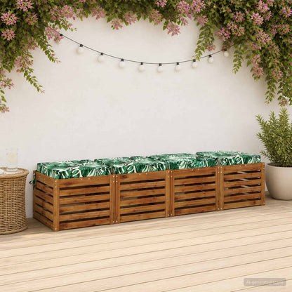 4-Piece Seat Cushions SOEST 4 pcs 100% Polyester Leaf Pattern