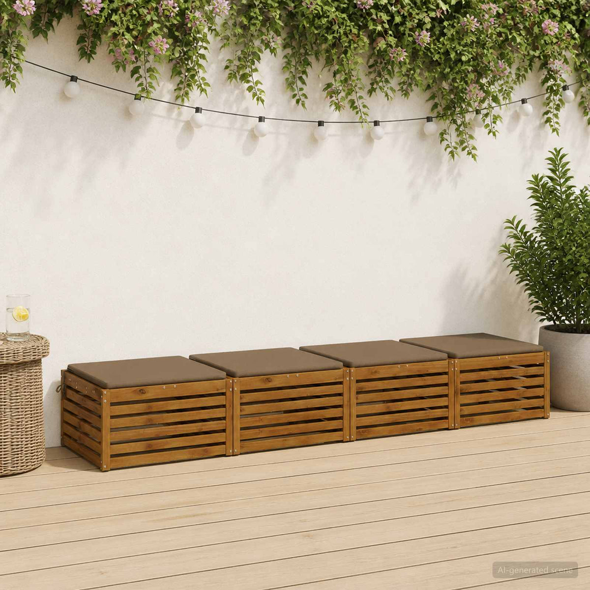 Seat Cushions SOEST 4 pcs 100% Polyester Taupe 70 x 70 x 3 cm