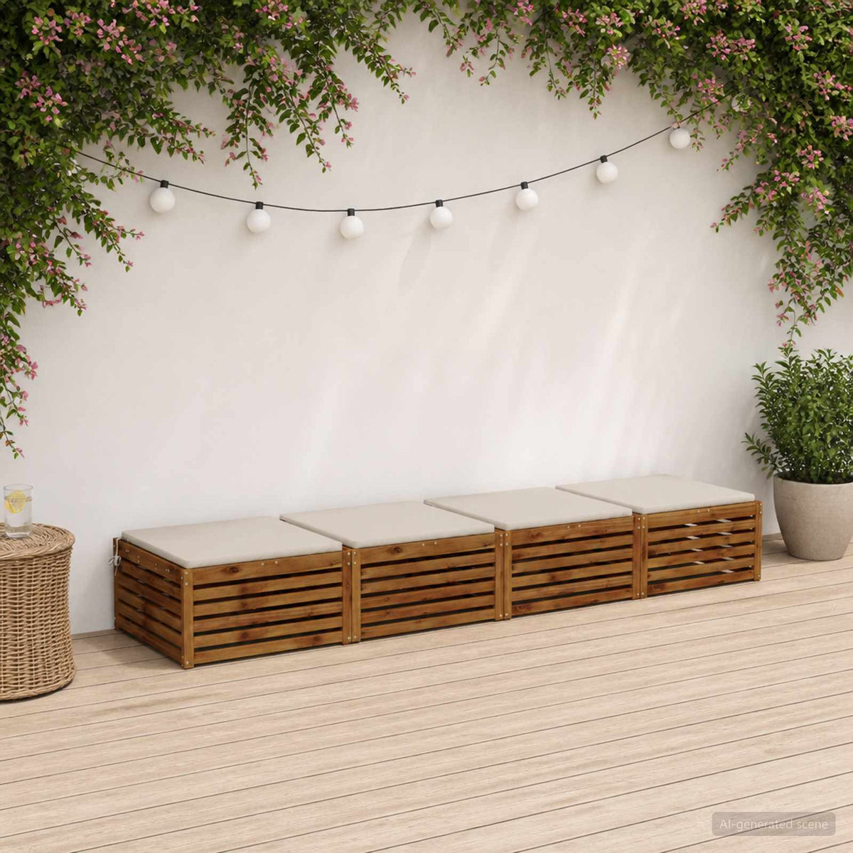Seat Cushions SOEST 4 pcs 100% Polyester White 70 x 70 x 3 cm