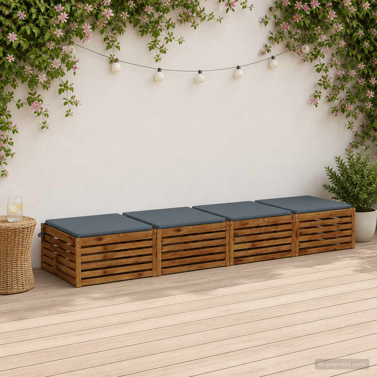 Seat Cushions SOEST 4 pcs 100% Polyester Blue 70 x 70 x 3 cm