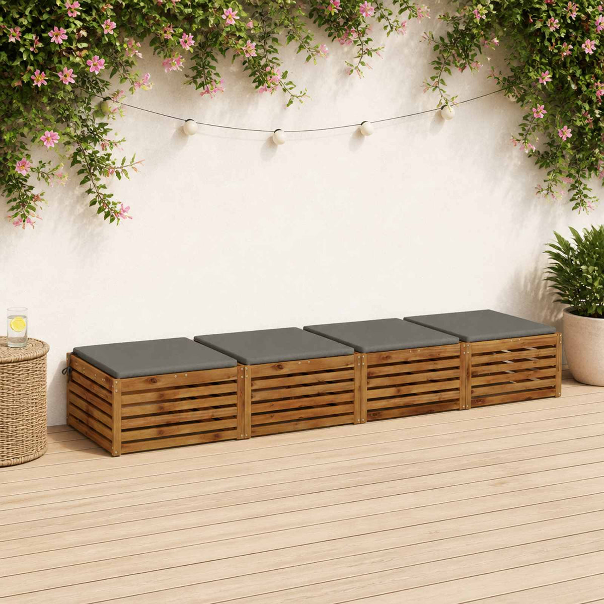 Seat Cushions SOEST 4 pcs 100% Polyester Grey 70 x 70 x 3 cm