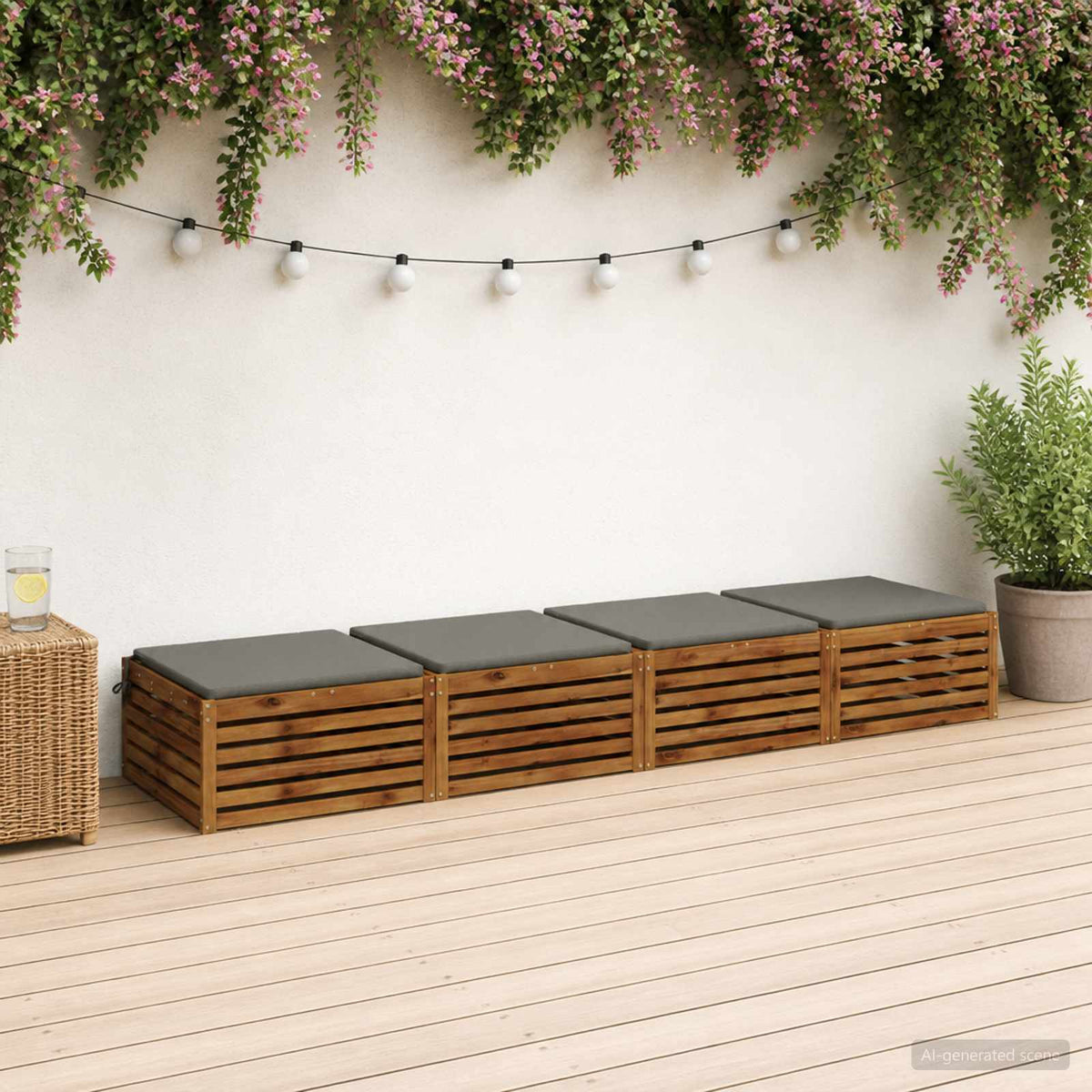 Seat Cushions SOEST 4 pcs 100% Polyester Grey 70 x 70 x 3 cm