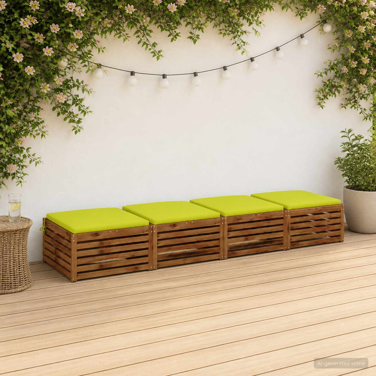 Seat Cushions SOEST 4 pcs 100% Polyester Bright Green