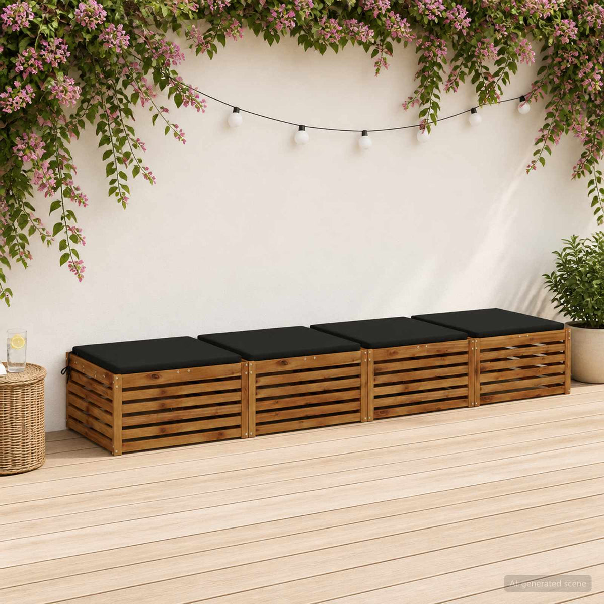 Seat Cushions SOEST 4 pcs 100% Polyester Black 70 x 70 x 3 cm