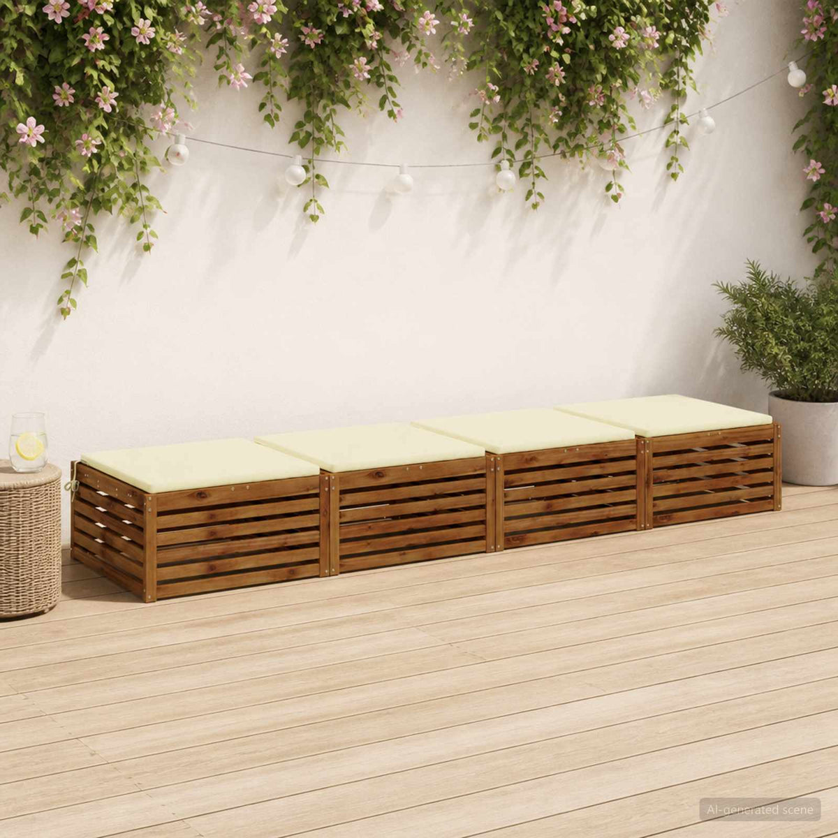 Seat Cushions SOEST 4 pcs 100% Polyester Cream 70 x 70 x 3 cm