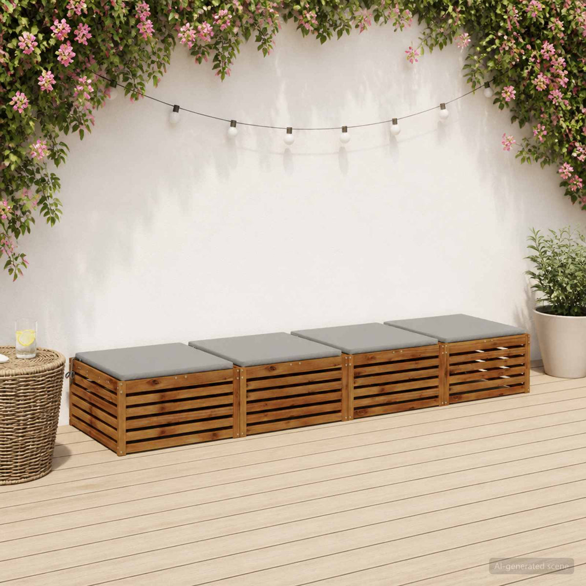 Seat Cushions SOEST 4 pcs 100% Polyester Grey 70 x 70 x 3 cm