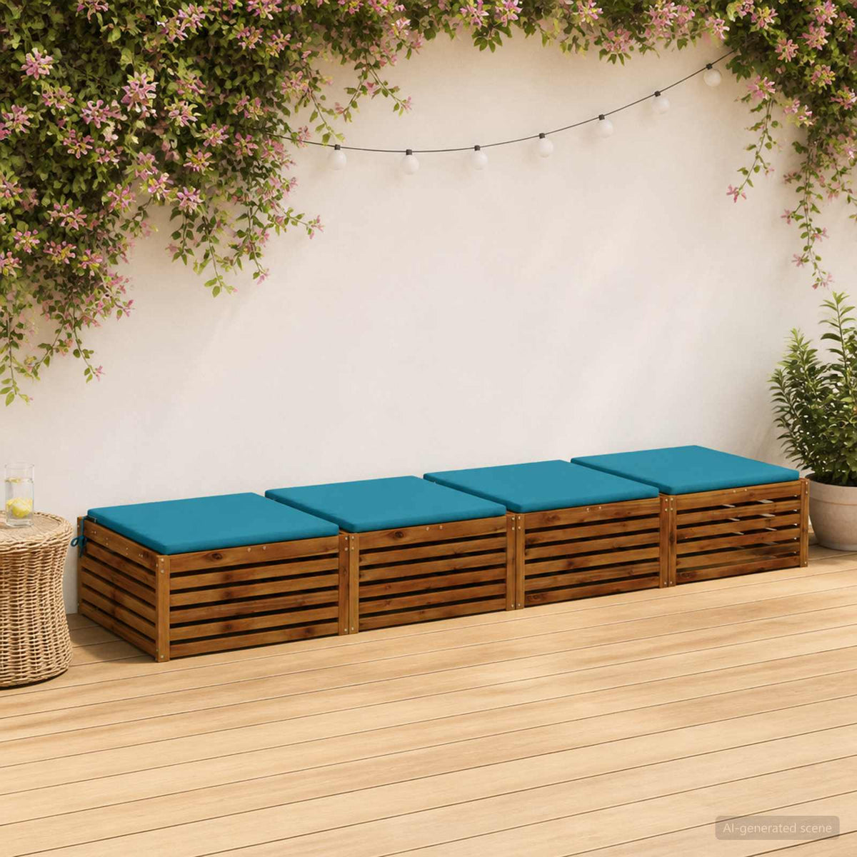 Seat Cushions SOEST 4 pcs 100% Polyester Light Blue