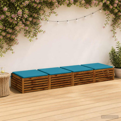 Seat Cushions SOEST 4 pcs 100% Polyester Light Blue