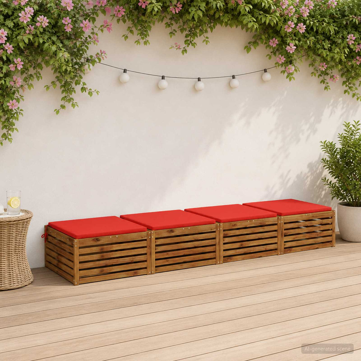 Seat Cushions SOEST 4 pcs 100% Polyester Red 70 x 70 x 3 cm