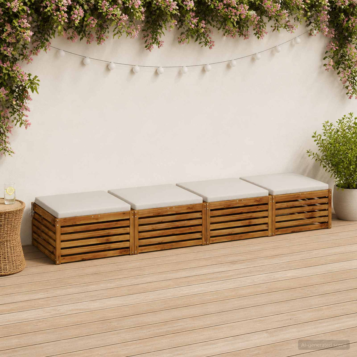 Seat Cushions SOEST 4 pcs 100% Polyester White 70 x 70 x 5 cm