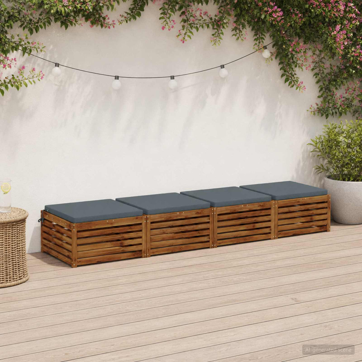 Seat Cushions SOEST 4 pcs 100% Polyester Blue 70 x 70 x 5 cm