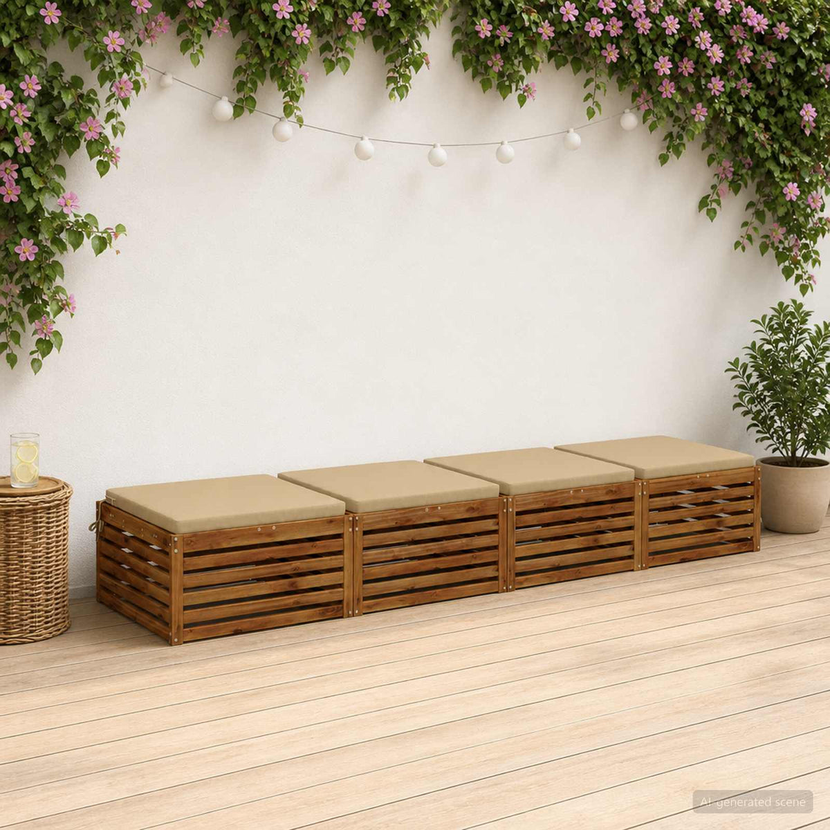 Seat Cushions SOEST 4 pcs 100% Polyester Beige 80 x 80 x 5 cm