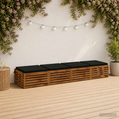 Seat Cushions SOEST 4 pcs 100% Polyester Black 80 x 80 x 5 cm