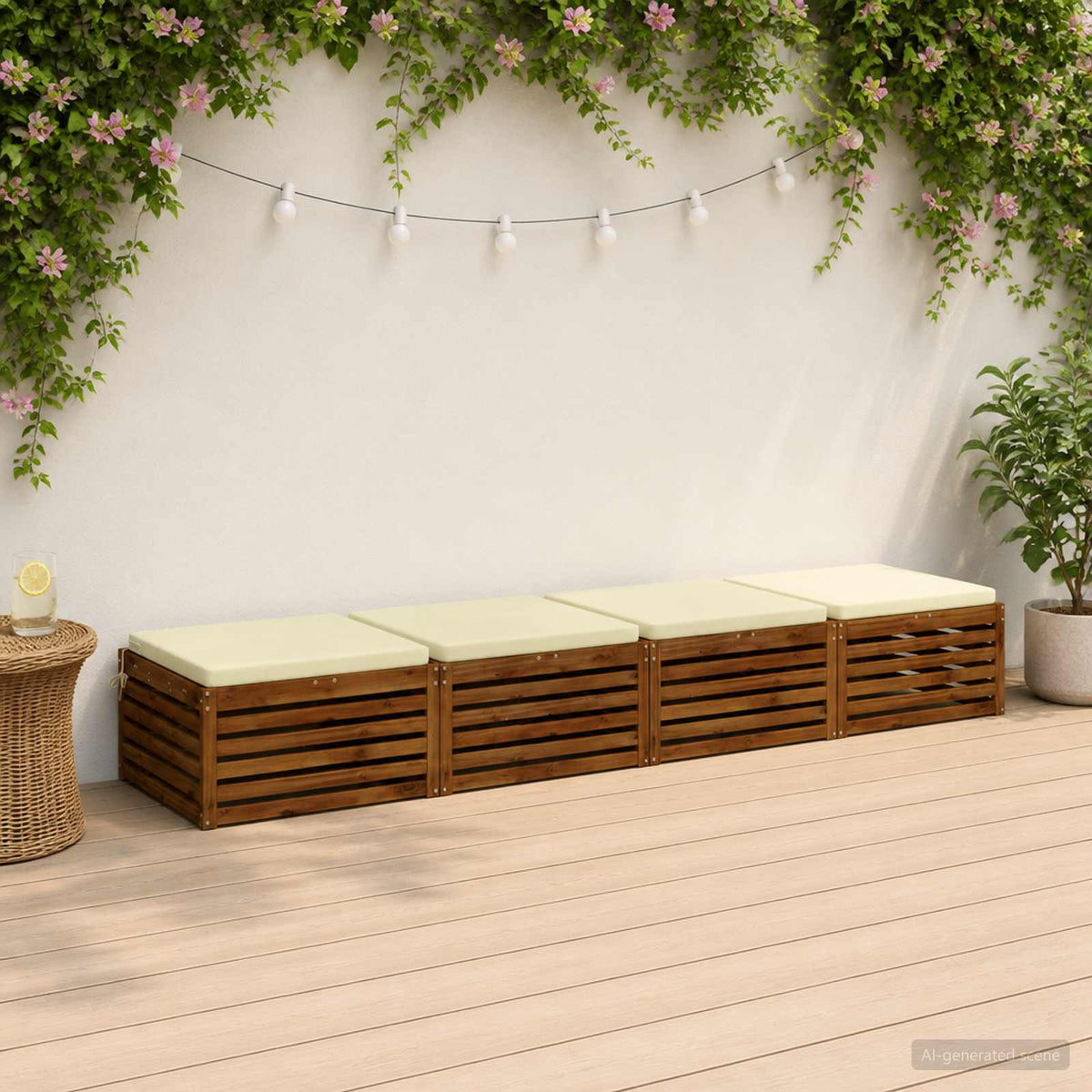 Seat Cushions SOEST 4 pcs 100% Polyester Cream 80 x 80 x 5 cm