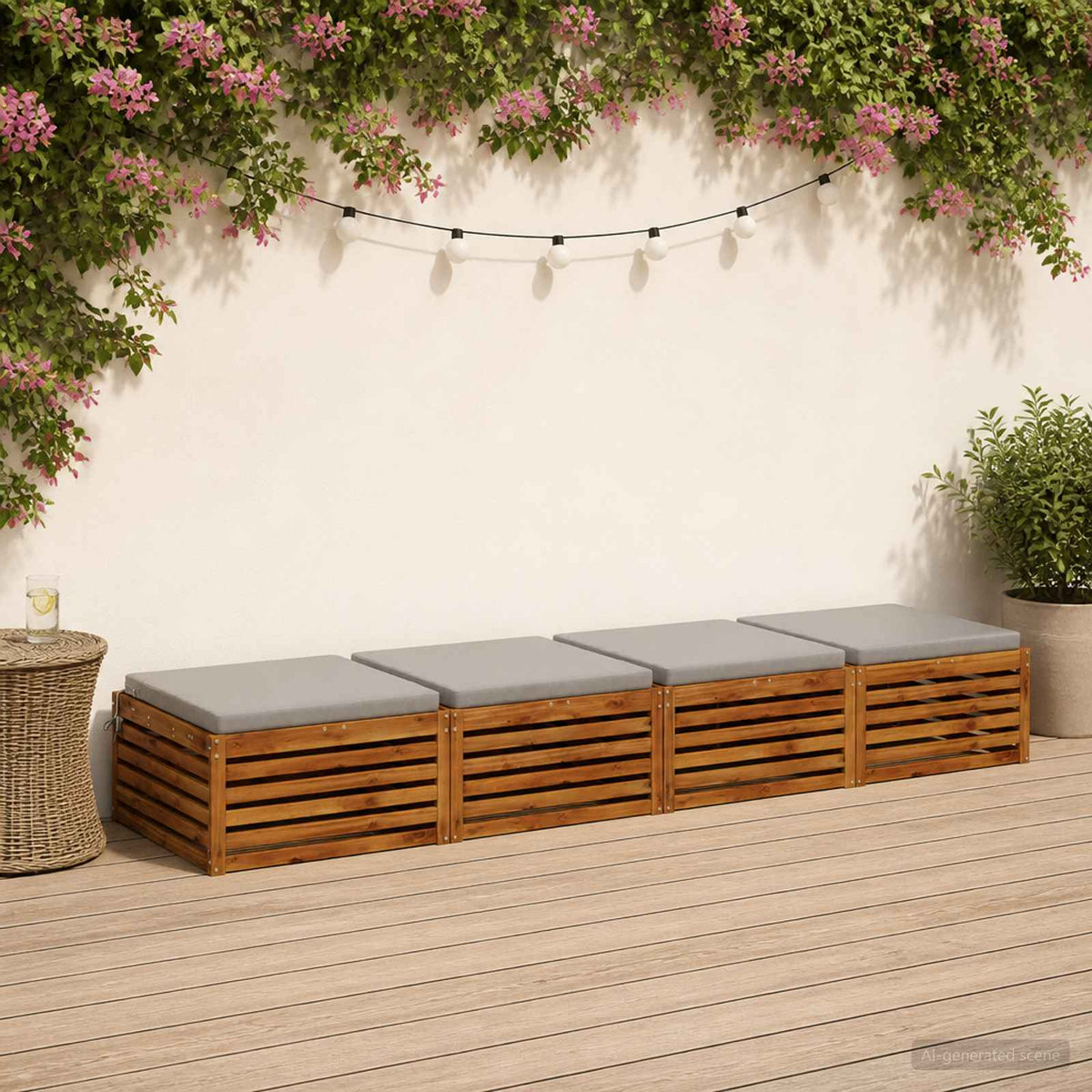 Seat Cushions SOEST 4 pcs 100% Polyester Grey 80 x 80 x 5 cm