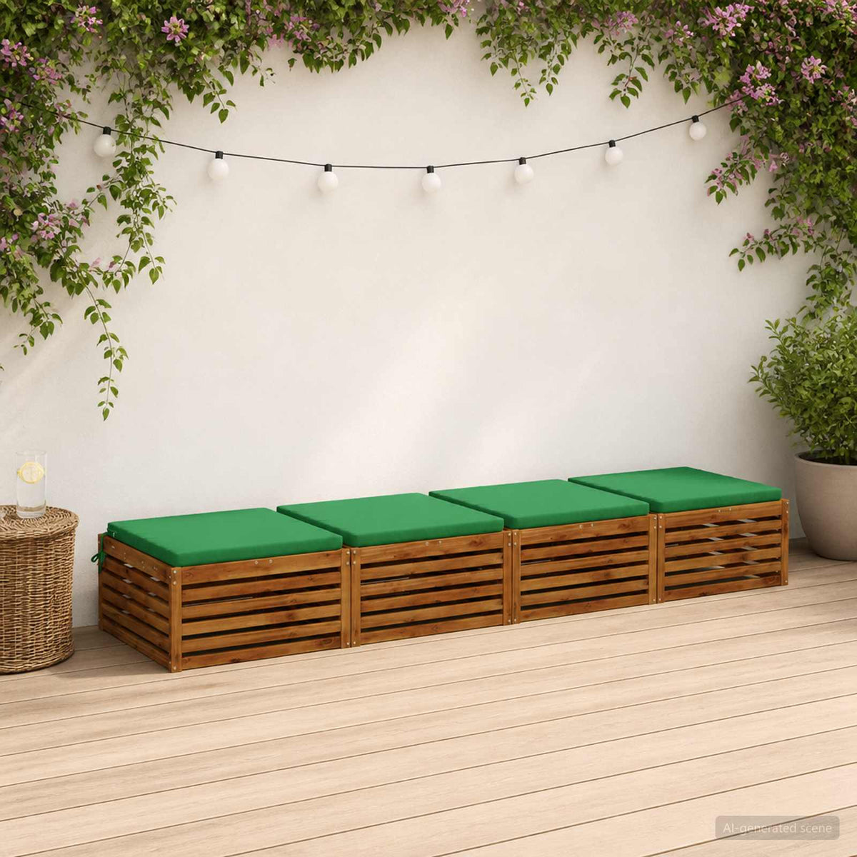 Seat Cushions SOEST 4 pcs 100% Polyester Green 80 x 80 x 5 cm