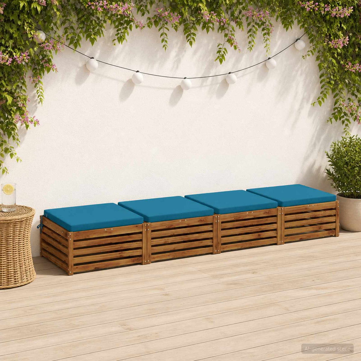 Seat Cushions SOEST 4 pcs 100% Polyester Light Blue