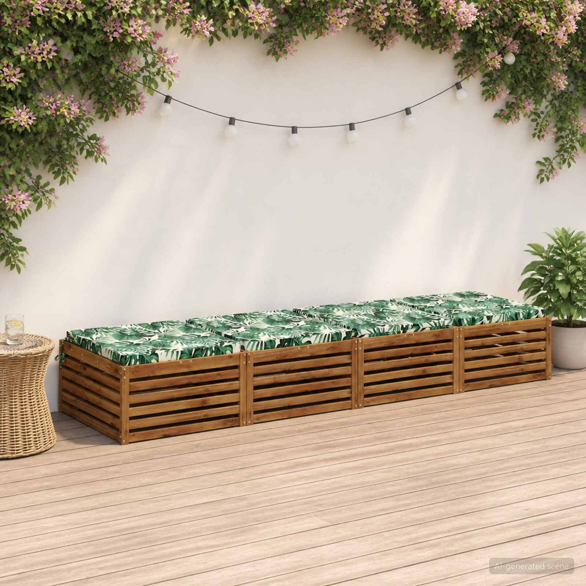 Seat Cushions SOEST 4 pcs 100% Polyester Leaf Pattern