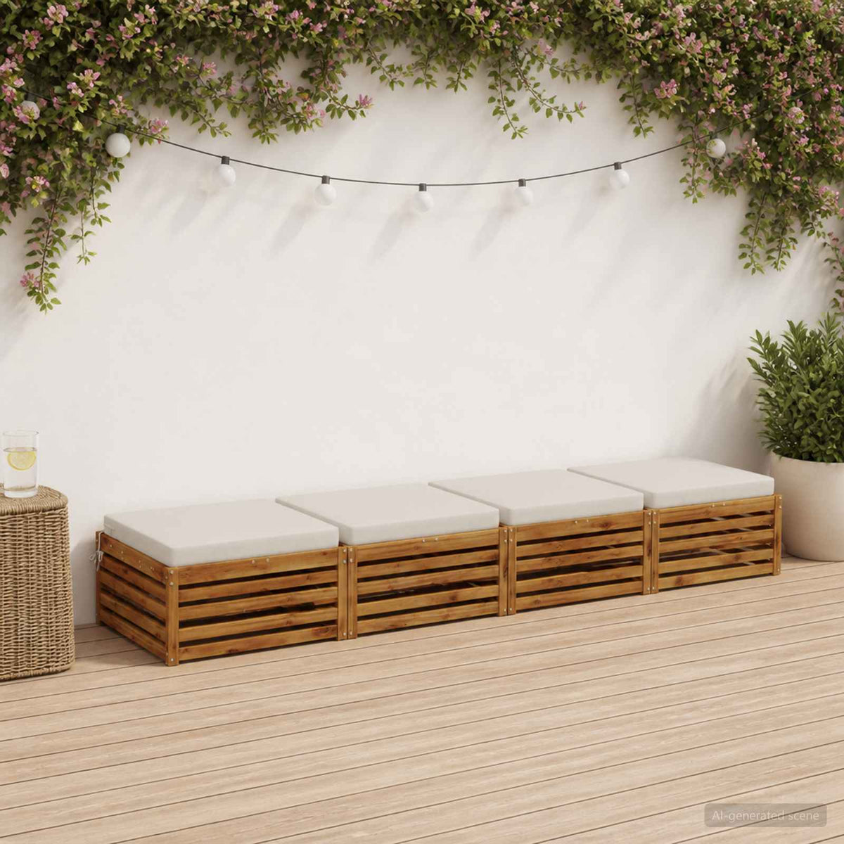 Seat Cushions SOEST 4 pcs 100% Polyester White 60 x 60 x 7 cm