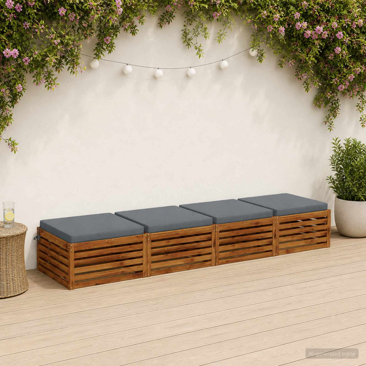 Seat Cushions SOEST 4 pcs 100% Polyester Blue 60 x 60 x 7 cm