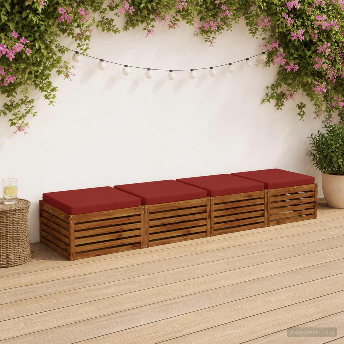 Seat Cushions SOEST 4 pcs 100% Polyester Red 70 x 70 x 7 cm