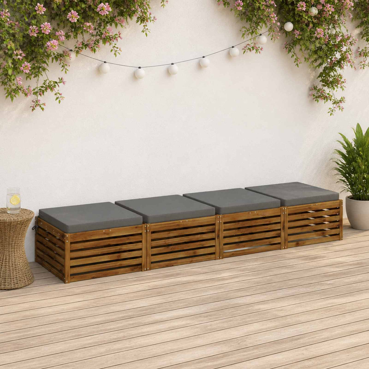 Seat Cushions SOEST 4 pcs 100% Polyester Grey 80 x 80 x 7 cm
