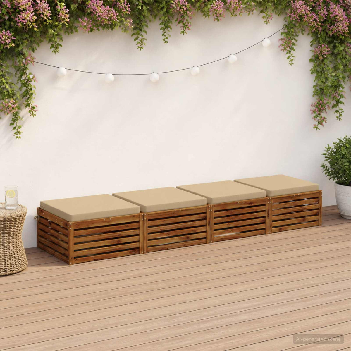 Seat Cushions SOEST 4 pcs 100% Polyester Beige 70 x 70 x 7 cm