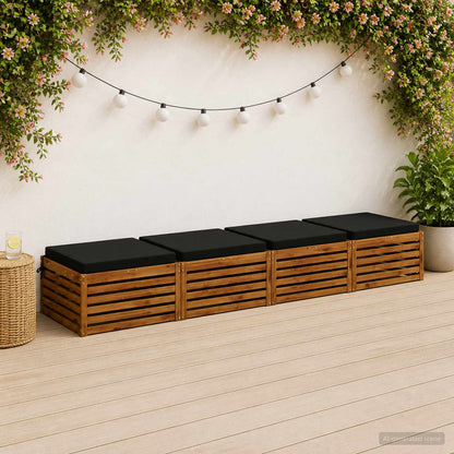 Seat Cushions SOEST 4 pcs 100% Polyester Black 60 x 60 x 7 cm