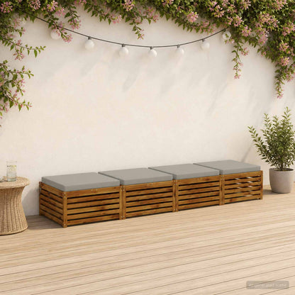 Seat Cushions SOEST 4 pcs 100% Polyester Grey 80 x 80 x 7 cm