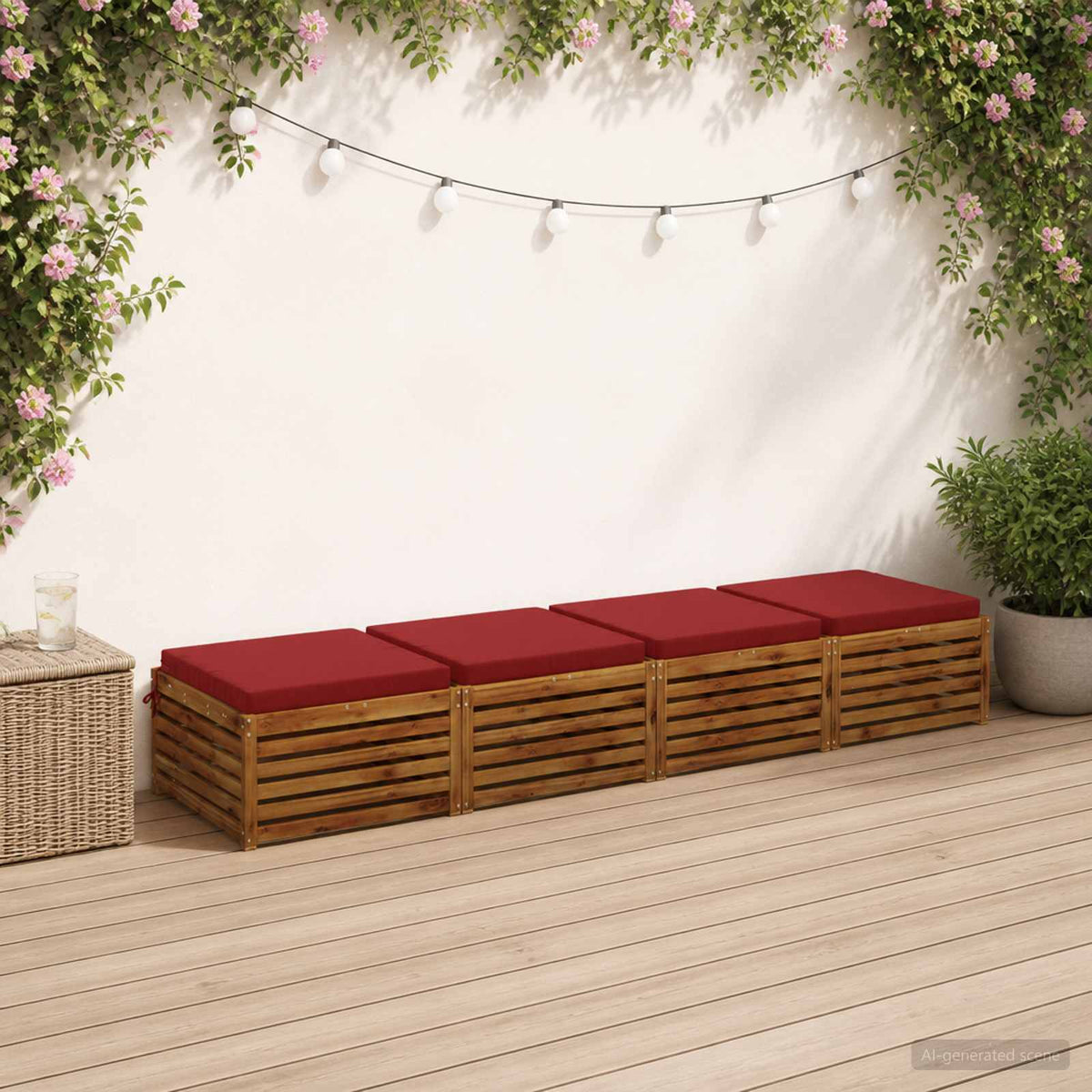 4-Piece Seat Cushions SOEST 4 pcs 100% Polyester Wine Red