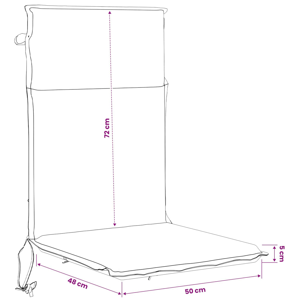 High Back Chair Cushion GEMERT 6 pcs 100% Polyester Black