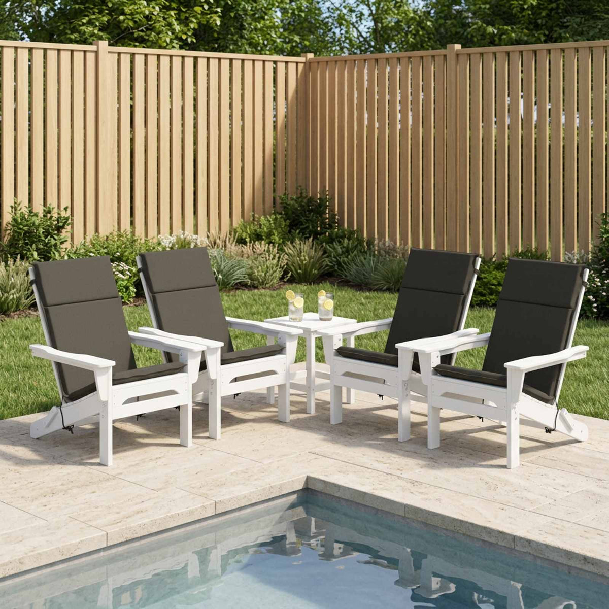 High Back Chair Cushion GEMERT 4 pcs 100% Polyester Anthracite