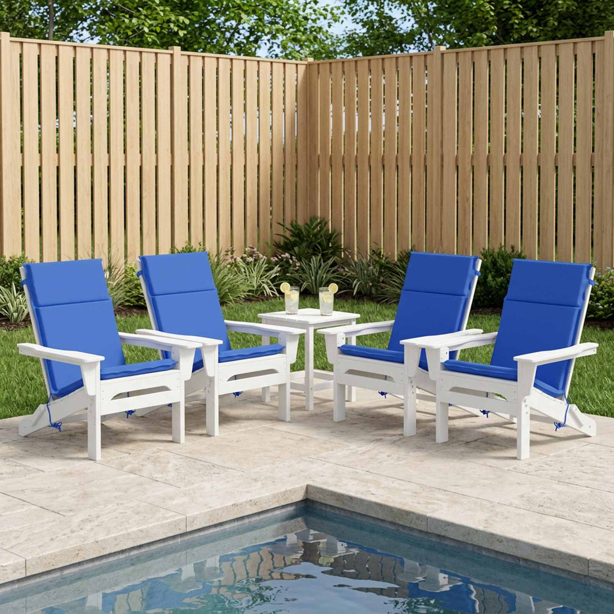 High Back Chair Cushion GEMERT 4 pcs 100% Polyester Royal Blue